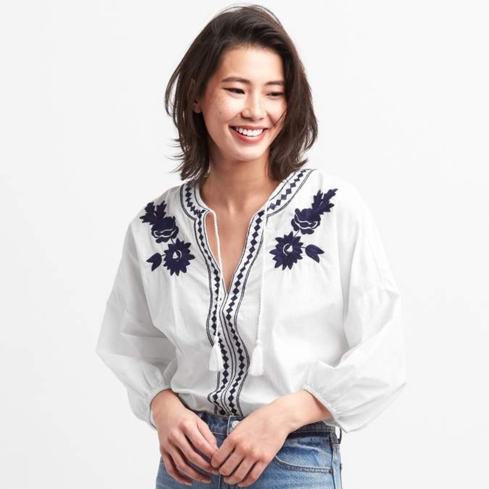 GAP Embroidered Peasant Top